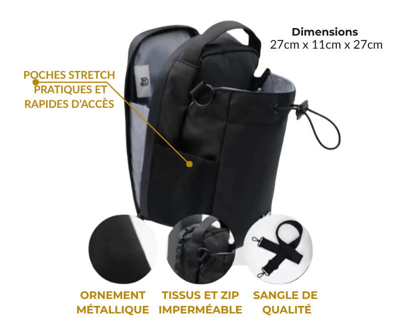 Chaque chose à sa place : gourde, téléphone, clés… tout reste rangé, visible et accessible.